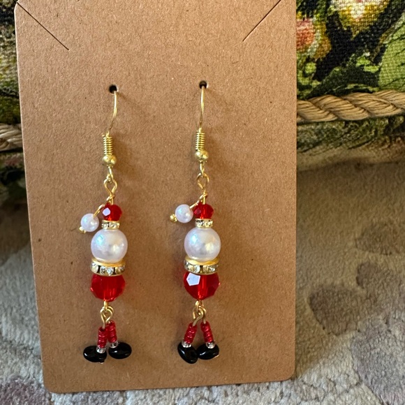 Handcrafted Santa Dangle Earrings - Picture 3 of 4